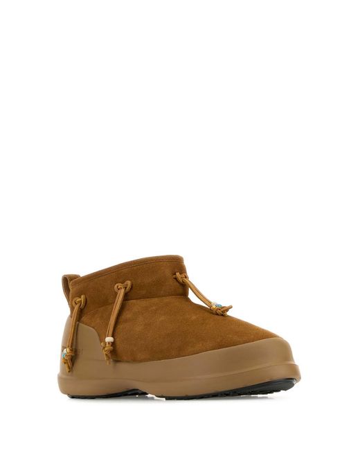 Moon Boot Brown Caramel Suede Luna Low Ankle Boots