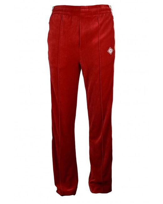 Casablanca Red Laurel Velvet Sweatpants Satin Stripe