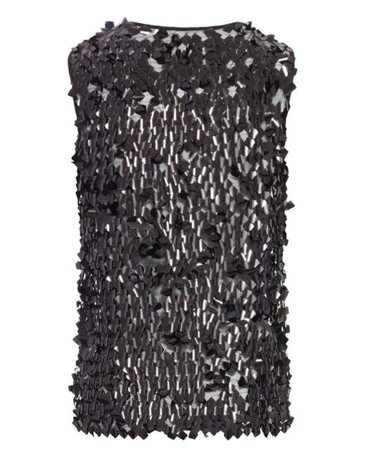 Niccolò Pasqualetti Black Canotta Tank Square Dangle Sequin Tulle