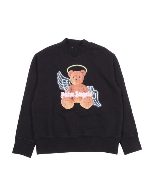 Palm Angels Black Pa Bear Angel Crewneck