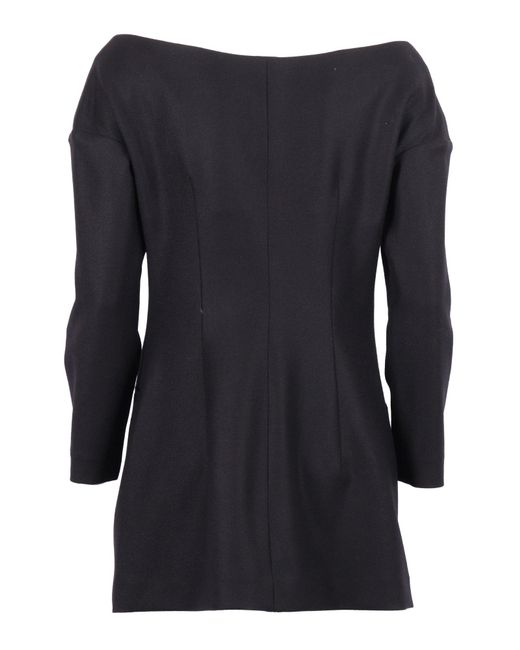 Alberta Ferretti Black Double-Breasted Virgin Wool Jacket With Deep V-Neckline
