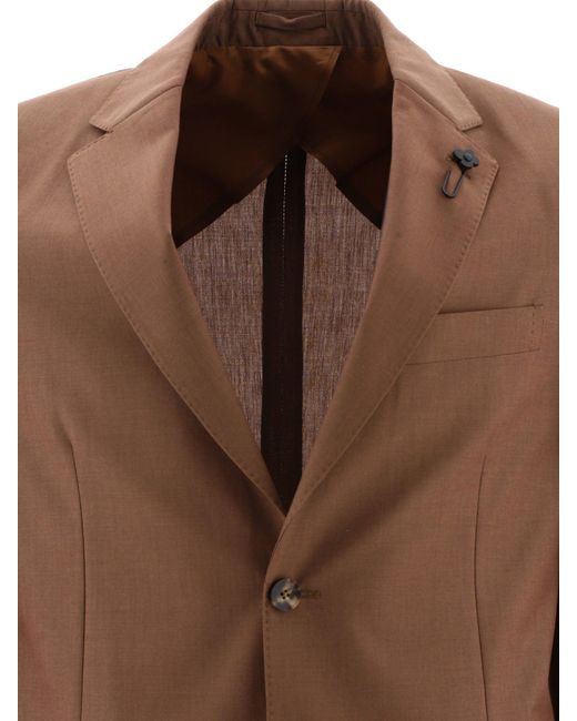 Wool Blend Single Breasted abito di Lardini in Brown da Uomo