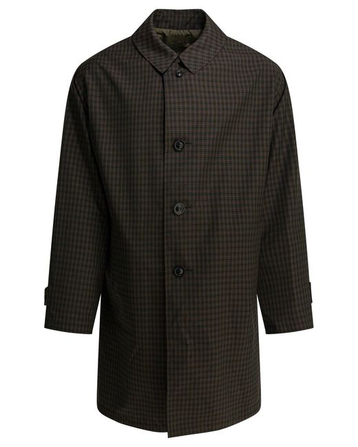 Maison Margiela Black Plaid Raincoat Jackets And Coats Green