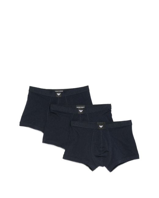 Emporio Armani Blue Lot De Deux Boxers À Patch Logo for men