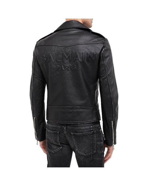 Balmain Black Leather Jackets for men