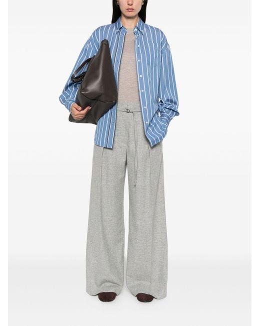 Brunello Cucinelli Gray Wide-Leg Light Trousers
