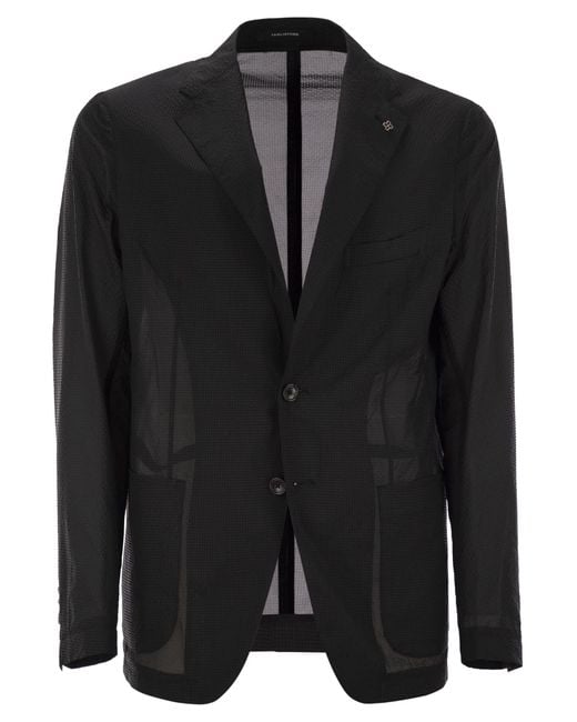 Tagliatore Black Lightweight Technical Fabric Jacket for men