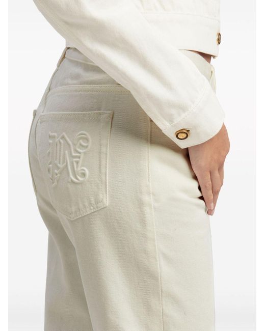 Palm Angels White Monogram Straight-Leg Jeans