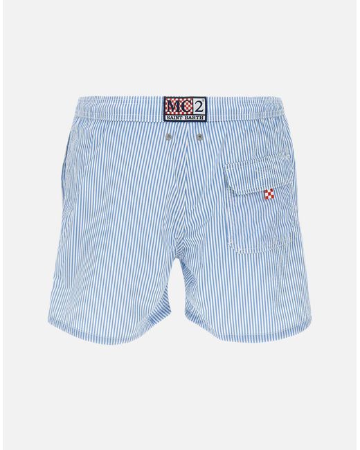 Mc2 Saint Barth Patmos gestreifte Schwimmshorts in Blue für Herren