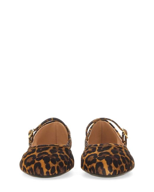 Gianvito Rossi Brown Carla Leopard-Print Suede Mary Jane Ballet Flats