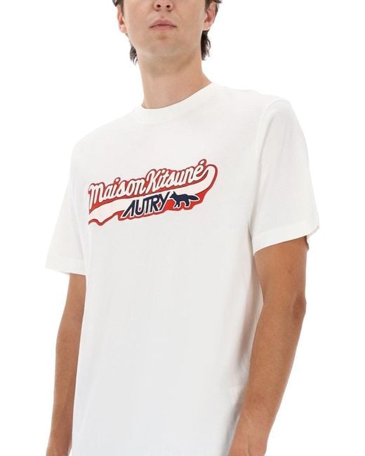Autry X Maison Kitsune White T-shirt With Logo