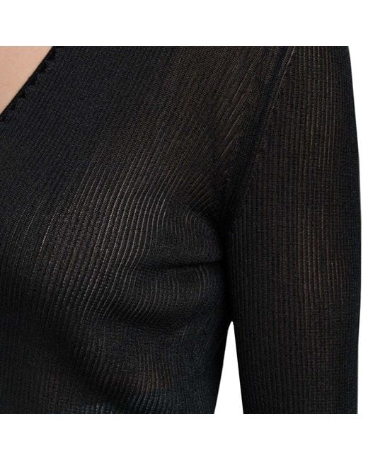 Tom Ford Black Sheer Fine-Ribbed Top