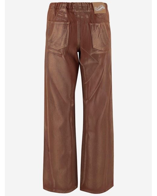 DON'T @ ME Brown Cotton Trousers With Drawstring