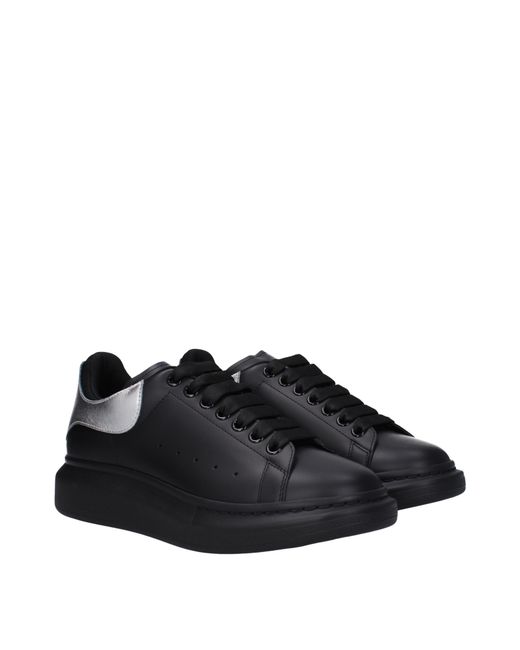McQueen Black Oversized Leather Sneakers for men