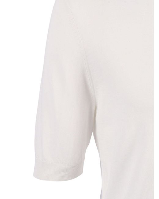 Ballantyne White Kurzarmpullover
