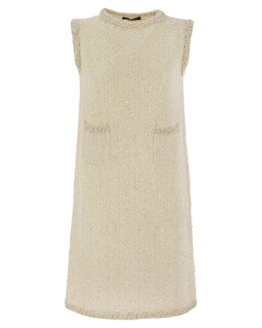 Fabiana Filippi Natural Mini Kleid in Tweed Effect Garn