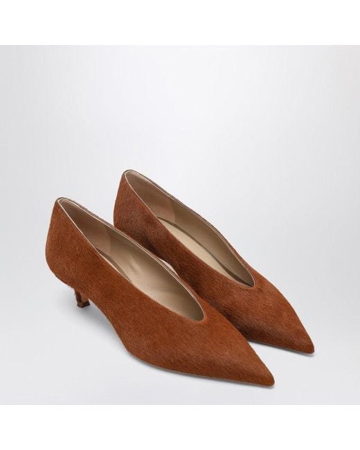 Le Monde Beryl Brown Babouche Kitten Cowhide-Effect Pumps