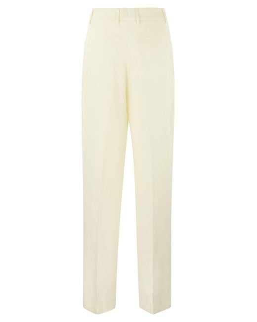 PT Torino Natural Gabrielle Viscose And Linen Trousers