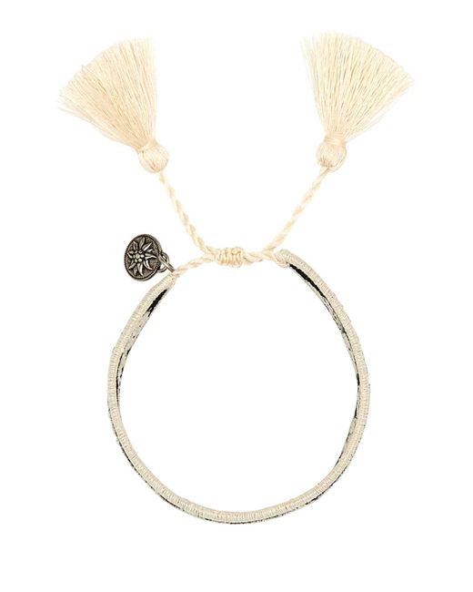 Prada White Two-Tone Suede And Fabric Bracelet