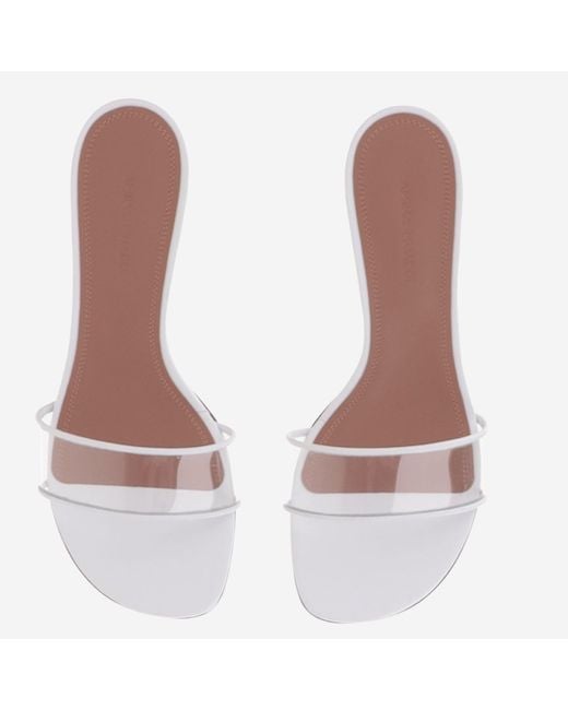 AMINA MUADDI White Sculpted Heel Sandals With Transparent Pvc Strap