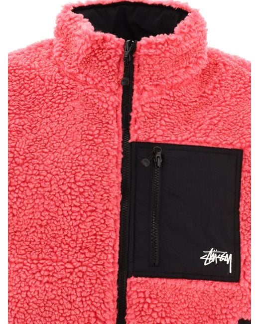 Stussy "sherpa" Omkeerbaar Vest in het Red voor heren