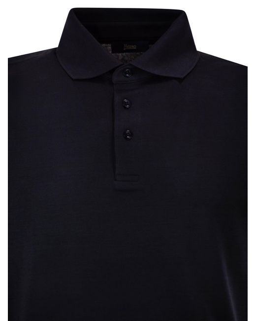 Herno Blue Cotton Jersey Polo Shirt for men