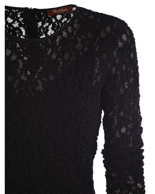Max Mara Black Max Mara Studio Sarta Tight Fitting Cloqué Lace Dress