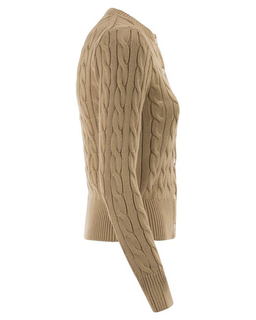 Polo Ralph Lauren Natural Cable Knit Cotton Crew Neck Cardigan