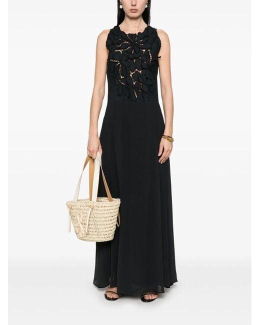 Forte_forte Black "En Fleur" Embroidery Popline And Georgette Dress Clothing