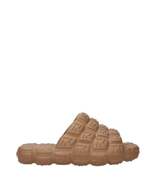 Fendi Brown Ciabatte E Zoccoli Eva Uomo Gomma Marrone/Fango