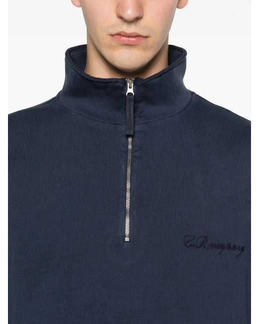 C P Company Blue Sweatshirts Polo Collar