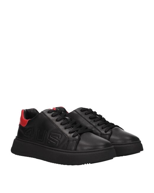 Cesare Paciotti Black Sneakers 4Us Uomo Pelle Nero/Rosso for men