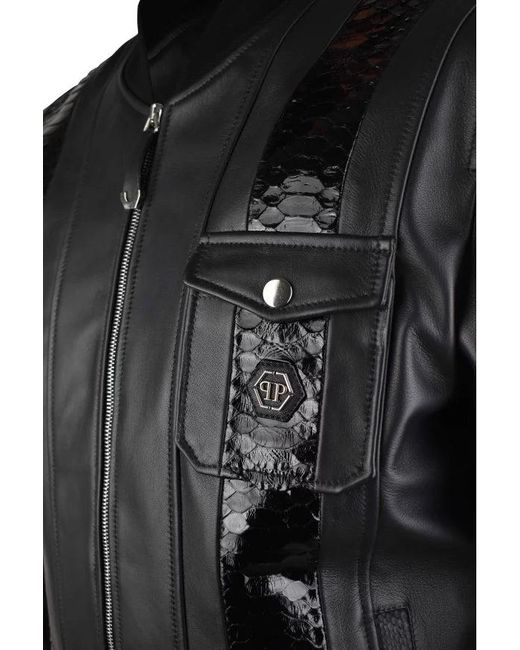 Philipp Plein Black Leather Jacket