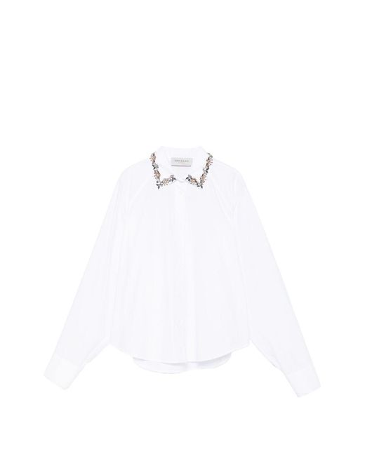 ERMANNO FIRENZE White Embroidered Cotton Shirt