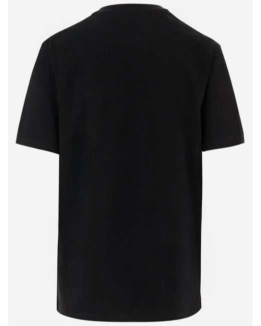 Jil Sander Black Cotton T-Shirt With Front Logo Print