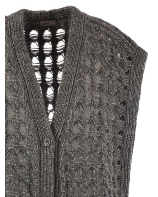 Herno Gray Long Sleeveless Cardigan