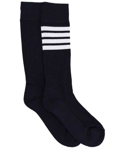 Thom Browne Black "4-Bar" Cotton Socks for men
