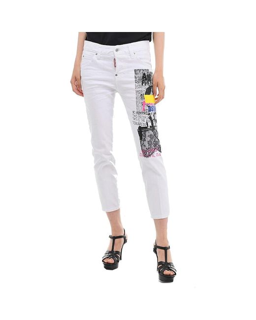 DSquared² White Printed Denim Jeans