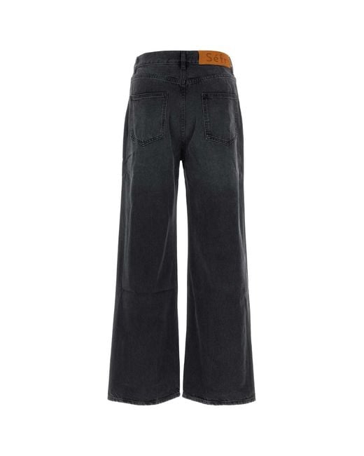 Séfr Black Denim Wide-Leg Jeans for men