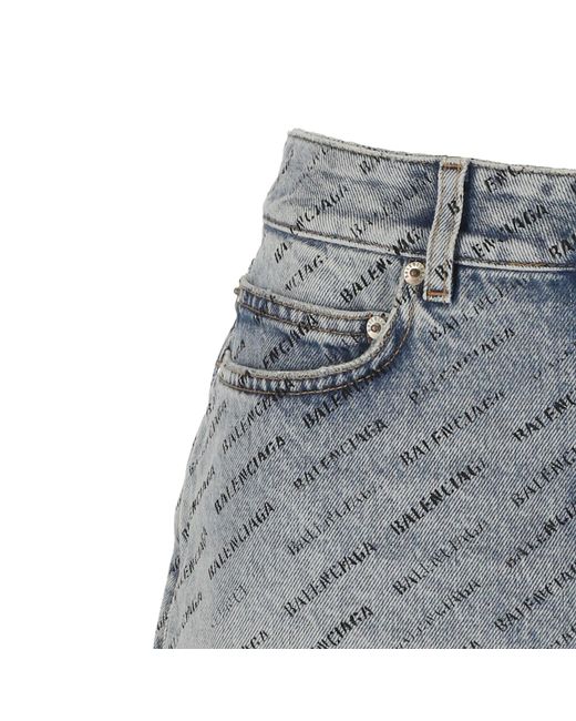 Balenciaga Blue Low Waist Iced Cotton Mini Skirt