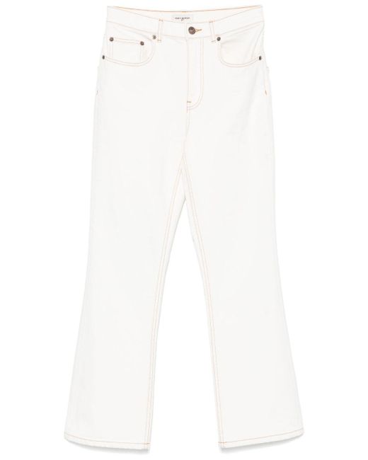 Tory Burch White Flared Leg Denim Jeans