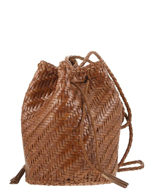 Dragon Brown Pompom gewebte Ledertasche