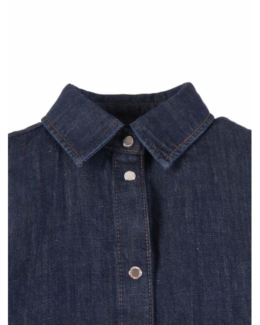 7 For All Mankind Blue Sleeveless Shirt Blossom