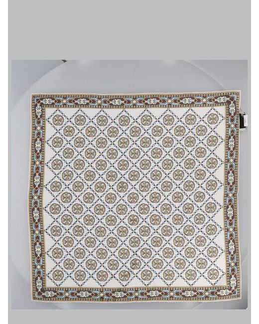 Tory Burch Gray Printed Square Scarf