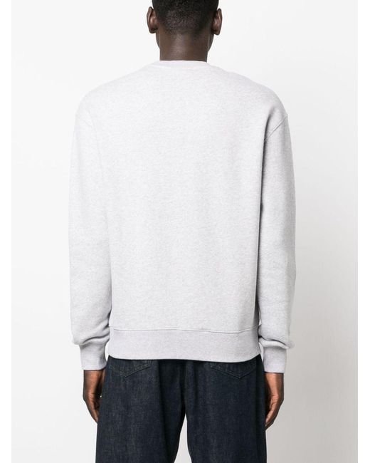 Maison Kitsuné White Logo Cotton Crewneck Sweatshirt for men