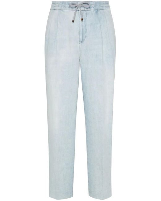 Brunello Cucinelli Draw String Track Hosen in Blue für Herren