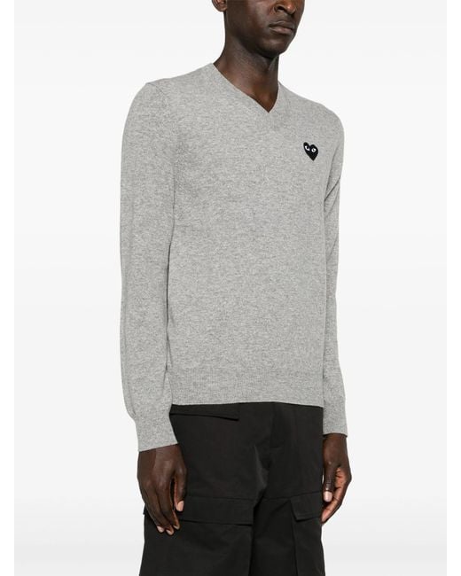 COMME DES GARÇONS PLAY Gray Mélange-Effect Wool Jumper