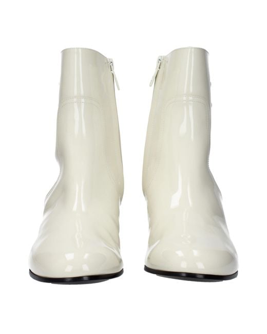 Céline White Stivaletti Triomphe Donna Vernice/Cotone