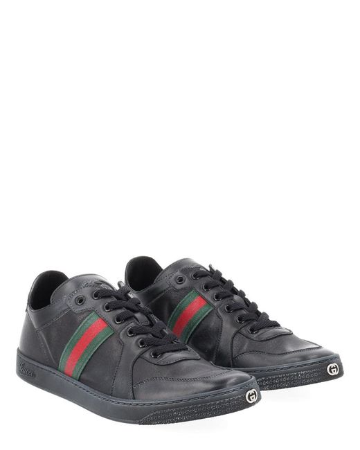Gucci Black "Stretch" Leather Effect Sneaker for men