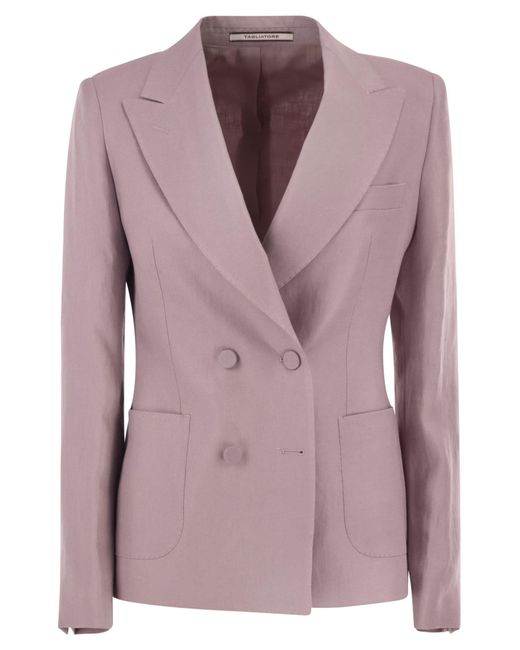 Blazer de lino con doble botonadura Tagliatore de color Purple